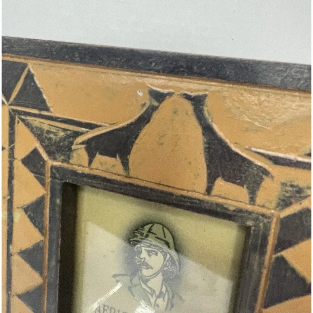 Dezine African Empire Picture Frames Set /2 Carved Hand Painted Giraffes 3
